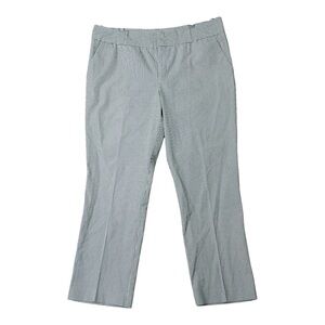Norma Kamali Career Crop Pant Gray White Straw Stripe Women Size 10(34x26)EUC